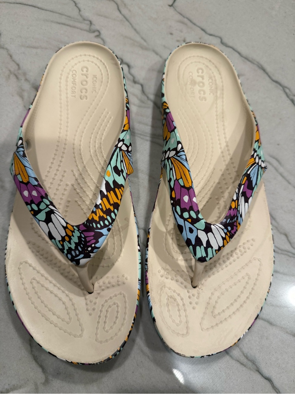 Crocs Kadee II Butterfly Flip Flops Women’s Size 9 Iconic Comfort VGC